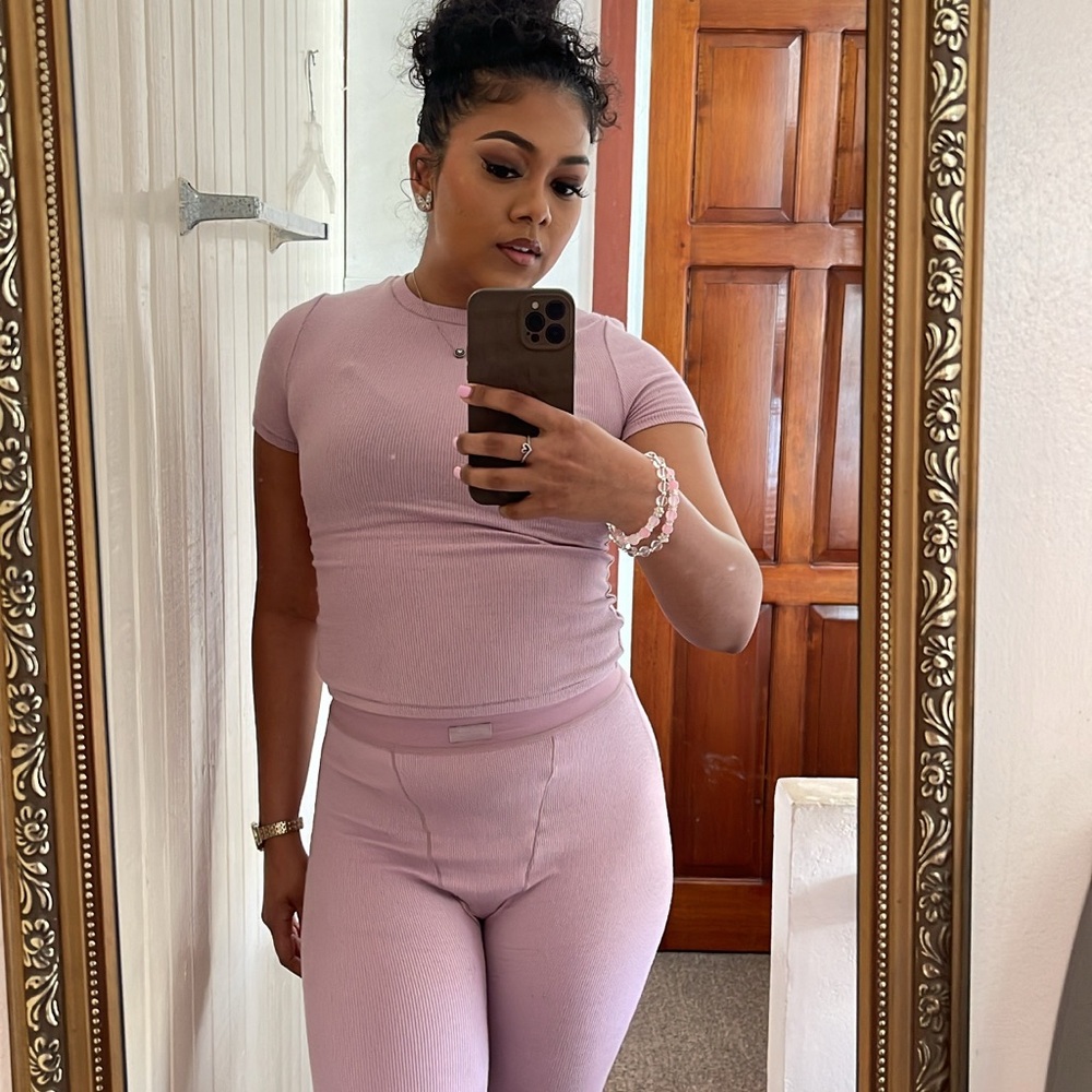 Cotton Rib T-shirt and leggings - Dusk